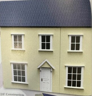 Vellow Cottage poppenhuis, Poppenhuis met zolder en erkers, Streets Ahead Vellow Cottage, Twee verdiepingen poppenhuis MDF, Fla