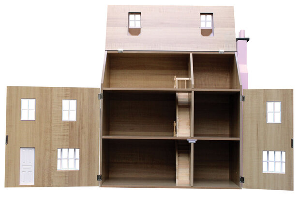 Pippin Cottage poppenhuis, Poppenhuis met zolder en erkers, Streets Ahead Pippin Cottage, Twee verdiepingen poppenhuis MDF, Fla