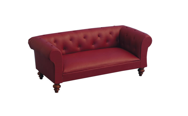 "Leren" Chesterfield bank, donkerrood - www.hobby-en ...